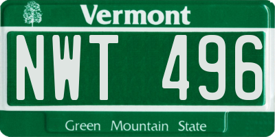 VT license plate NWT496