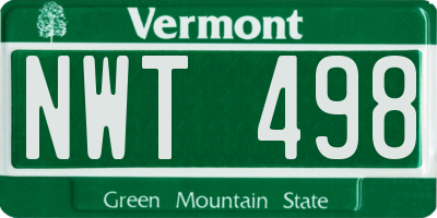VT license plate NWT498
