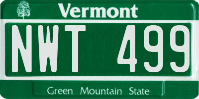 VT license plate NWT499