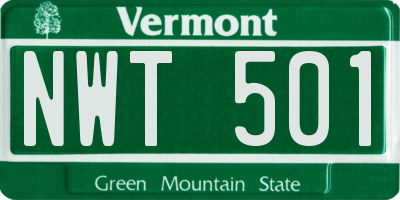 VT license plate NWT501