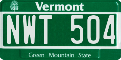 VT license plate NWT504