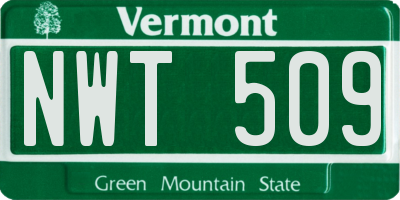 VT license plate NWT509