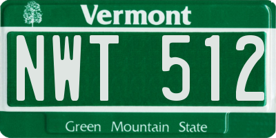 VT license plate NWT512
