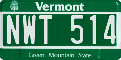VT license plate NWT514