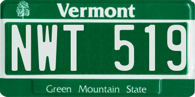 VT license plate NWT519