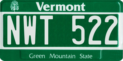 VT license plate NWT522