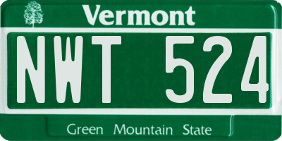 VT license plate NWT524
