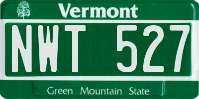 VT license plate NWT527