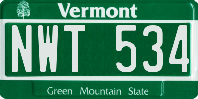 VT license plate NWT534