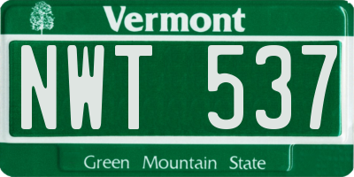 VT license plate NWT537
