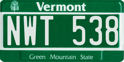 VT license plate NWT538