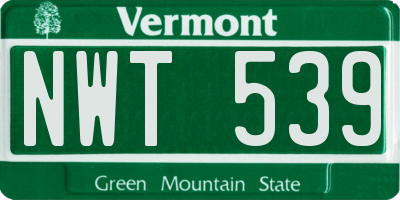 VT license plate NWT539
