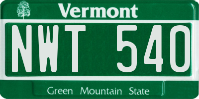 VT license plate NWT540