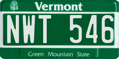 VT license plate NWT546