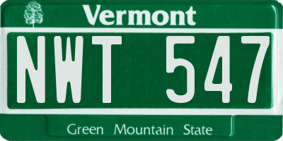VT license plate NWT547