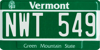 VT license plate NWT549