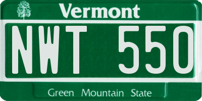 VT license plate NWT550