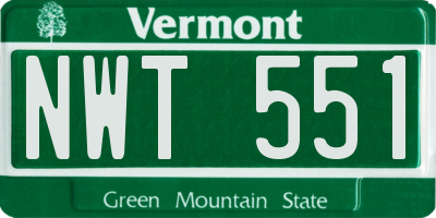 VT license plate NWT551