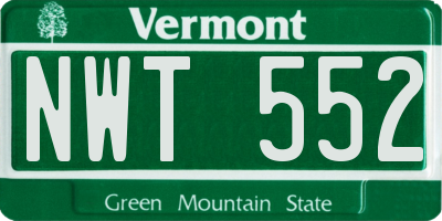 VT license plate NWT552