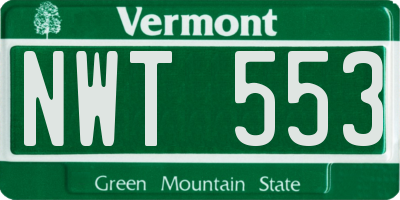 VT license plate NWT553