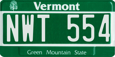 VT license plate NWT554