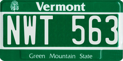 VT license plate NWT563