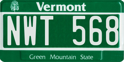 VT license plate NWT568