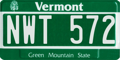 VT license plate NWT572