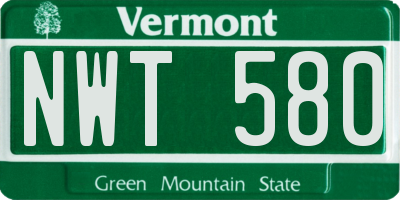 VT license plate NWT580