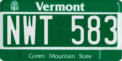 VT license plate NWT583
