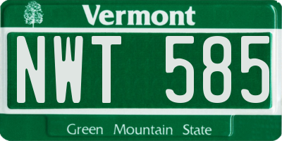 VT license plate NWT585