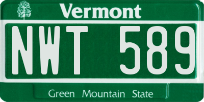 VT license plate NWT589