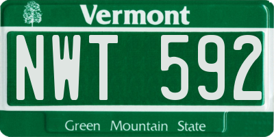 VT license plate NWT592