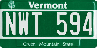 VT license plate NWT594