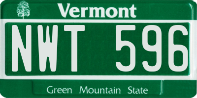 VT license plate NWT596