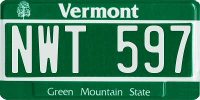 VT license plate NWT597