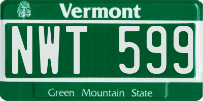 VT license plate NWT599