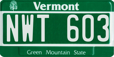 VT license plate NWT603