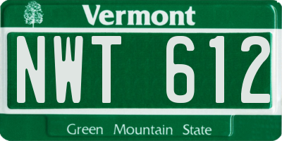 VT license plate NWT612
