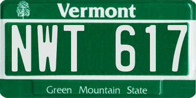 VT license plate NWT617