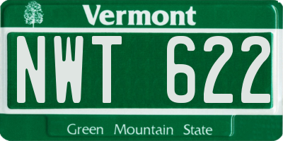 VT license plate NWT622