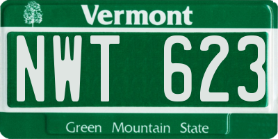 VT license plate NWT623