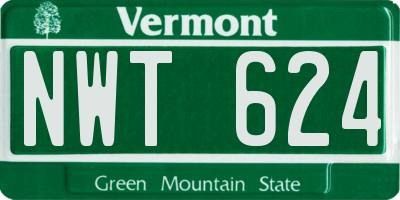 VT license plate NWT624