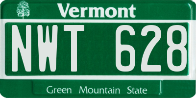 VT license plate NWT628