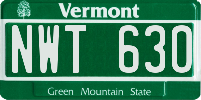 VT license plate NWT630
