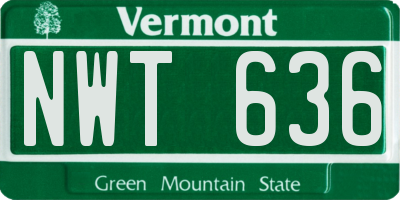 VT license plate NWT636