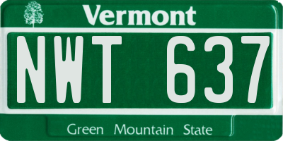 VT license plate NWT637