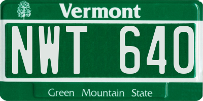 VT license plate NWT640
