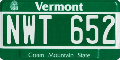 VT license plate NWT652