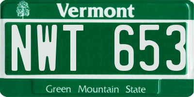 VT license plate NWT653